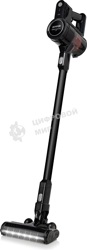 Пылесос вертикальный Gorenje SVC216FMLBKII черный, от аккумулятора, 25 Вт, уборка сухая, пылесборник 0.5 л, работа от АКБ max 45 мин.