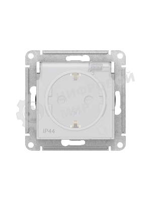 Механизм розетки 1-м СП AtlasDesign AQUA с заземл. защ. шторки с защ. крышкой 16А IP44 белый, SchE ATN440146