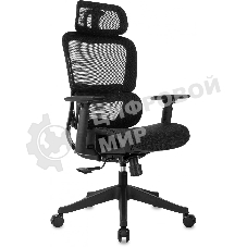 Кресло руководителя Бюрократ 831 черный сетка с подголов. крестов. пластик