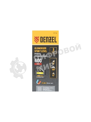 Уровень алюминиевый Denzel магнит., фрезерованный, 3 глазка (1 зеркал.), 0,5 мм/м, 400 мм