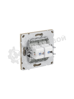 Компьютерная розетка RJ-45 без шторки, кат.6А двойная, KANT, ванильный марципан