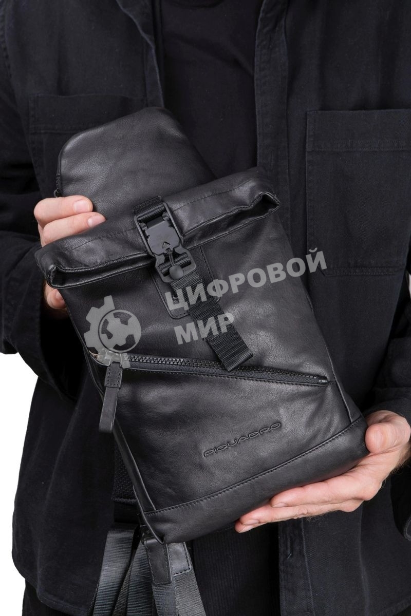 Рюкзак слинг Piquadro Harper CA6784AP/N черный кожа