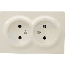 Розетка 2-м ОП LETO без заземл. закрытый корпус ПБТ крем LEZARD 752-0300-128B