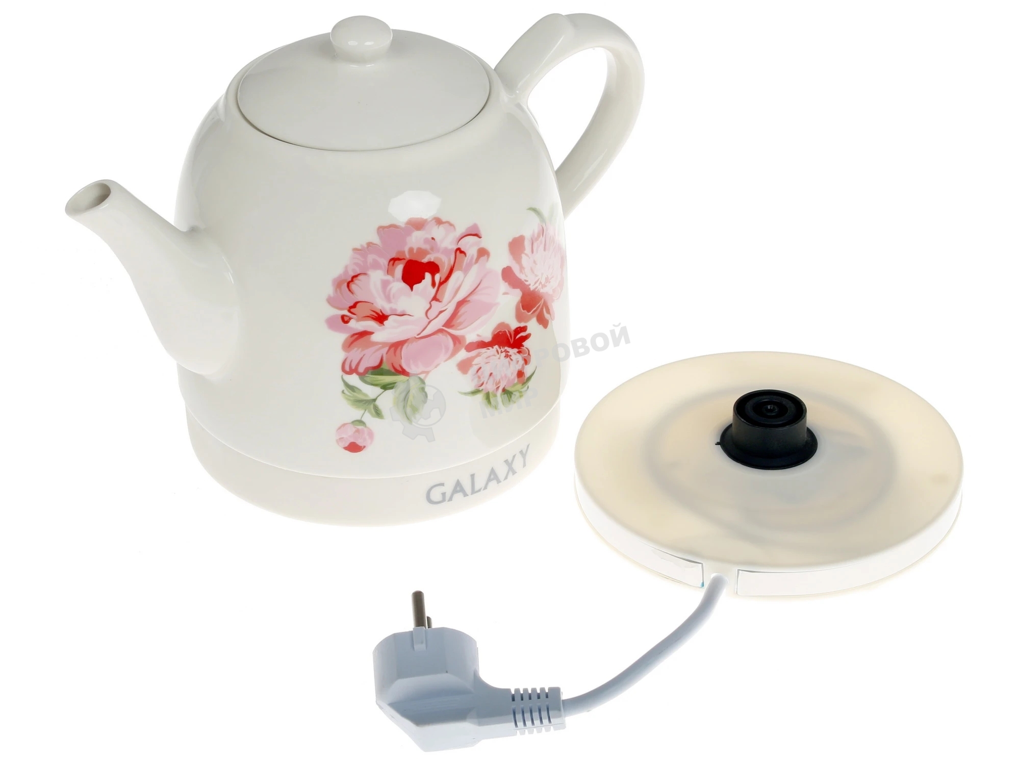 Чайник электрический Galaxy Line GL 0503 белый, керамический корпус, 1400 Вт, 1,4 л, индикатор работы, указатель максимального уровня воды