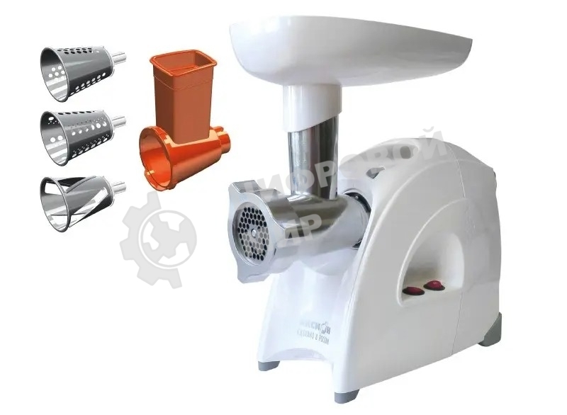 Мясорубка электрическая Аксион М641.03 белый, 2000 Вт, 3 кг/мин, реверс, защита от перегрузки, насадки - 4