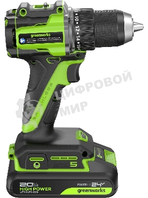 Дрель безударная Greenworks DD560 патрон:быстрозажимной реверс (3708407CUC)