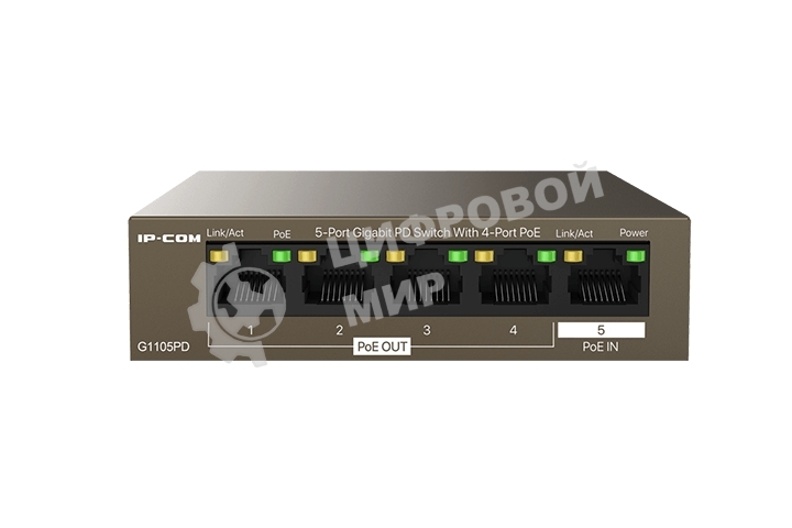 Коммутатор гигабитный IP-COM G1105PD-5-портовый PD с 4 портами PoE