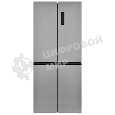 Холодильник Zugel ZRCD430X нержавеющая сталь трехкамерный 288/129л морозилка снизу, No Frost, Side by Side