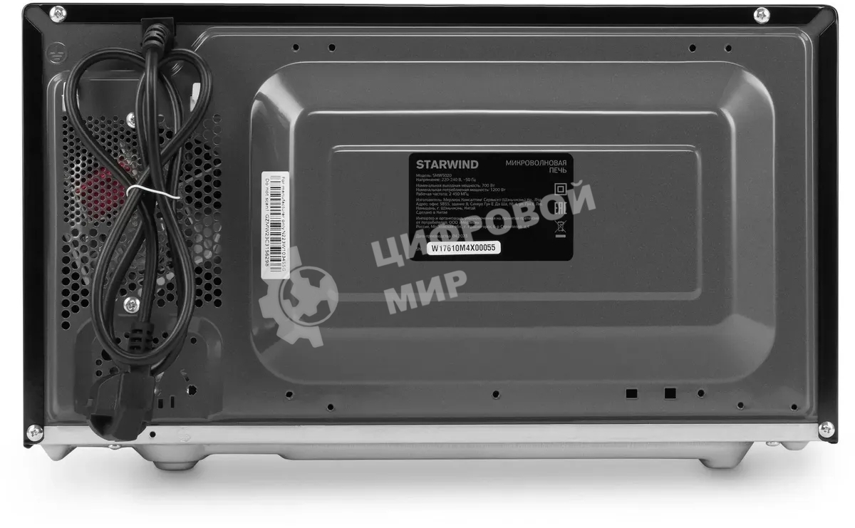 Микроволновая печь Starwind SMW5020 черный, 20 л, 700 Вт, переключатели - сенсор