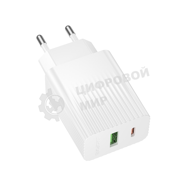 Сетевое зарядное устройство BOROFONE (6941991122880) BAS76A 1USB+1Type-C 3.0A QC3.0 PD 30W White