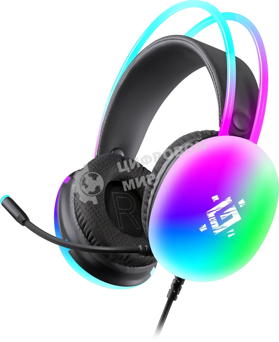 Гарнитура Defender Ignis черный, проводная, подсветка