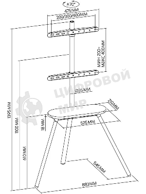 Подставка для телевизора Cactus CS-ST2844GY темно-серый, 43