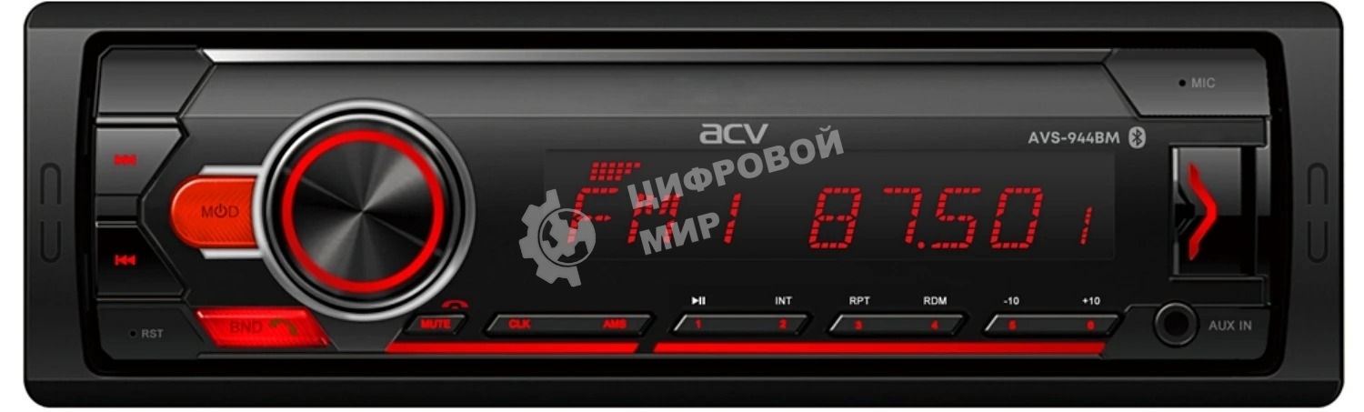 Автомагнитола ACV AVS-944BM, 1 DIN, Bluetooth, USB Type-A, AUX