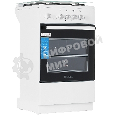 Плита газовая De Luxe 5040.32г (крышка) ЧР белый, конфорок 4 шт, духовка 46 л, 50 см x 85 см x 50 см