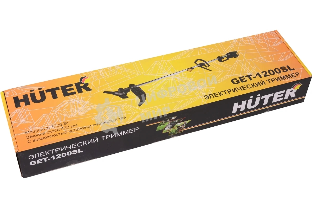 Триммер электрический Huter GET-1200SL 1200Вт реж.эл.:леска/нож