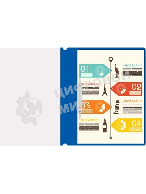 Папка-скоросшиватель Silwerhof Eco A4, прозрачный верхний лист, пластик, синий