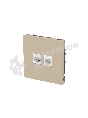 Компьютерная розетка RJ-45 без шторки, кат.6А двойная, KANT, ванильный марципан