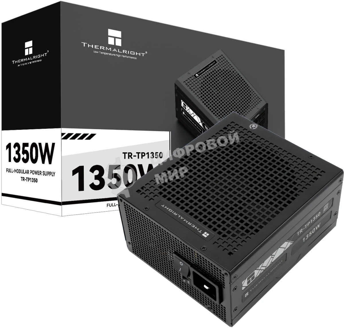 Блок питания Thermalright, 1350W 80+ Platinum (ATX, 3.0, PCIe 5.0, Full modular, 1x24(20+4)pin 600мм, 2xCPU 8(4+4)pin, 2xPCIe*2 8(6+2)pin, 2x12VHPWR PCIe 5.0 12+4pin 600мм, 6xSATA, 5xMOLEX4pin, Active, 120x120мм, 170x150x86мм, OPP, OVP, OTP, OCP, SCP, черный)
