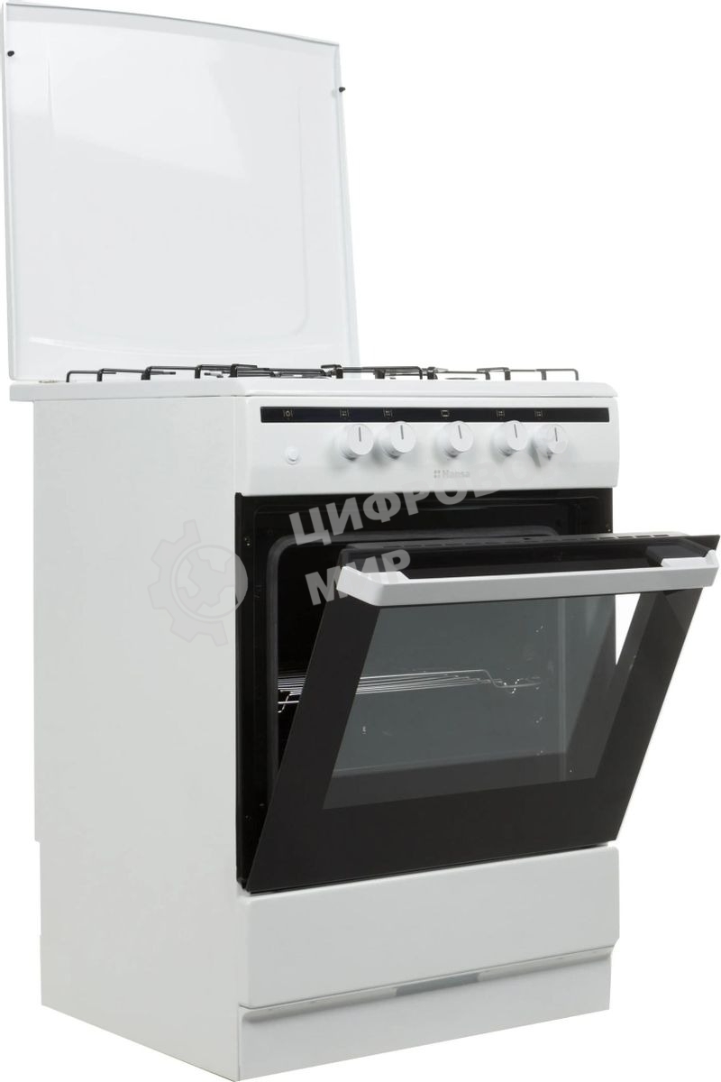 Плита газовая Hansa FCGW61000 белый, конфорок 4 шт, духовка 58 л, 60 см x 85 см x 60 см