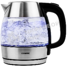 Чайник электрический Centek CT-0018, 1.2л, 1600Вт, стекло, серебристый