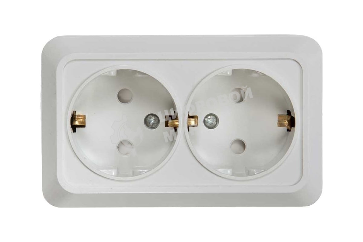 Розетка 2-м BOLLETO защ. шторки с заземл. накл. 7128х белый ASD/IN HOME 4690612000961