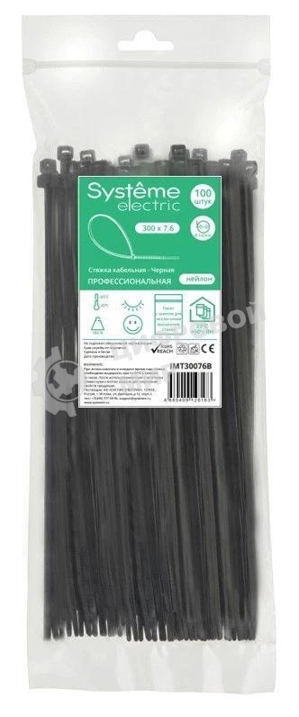 Стяжка кабельная SE IMT30076B 300х7.6 черный (уп. 100 шт)
