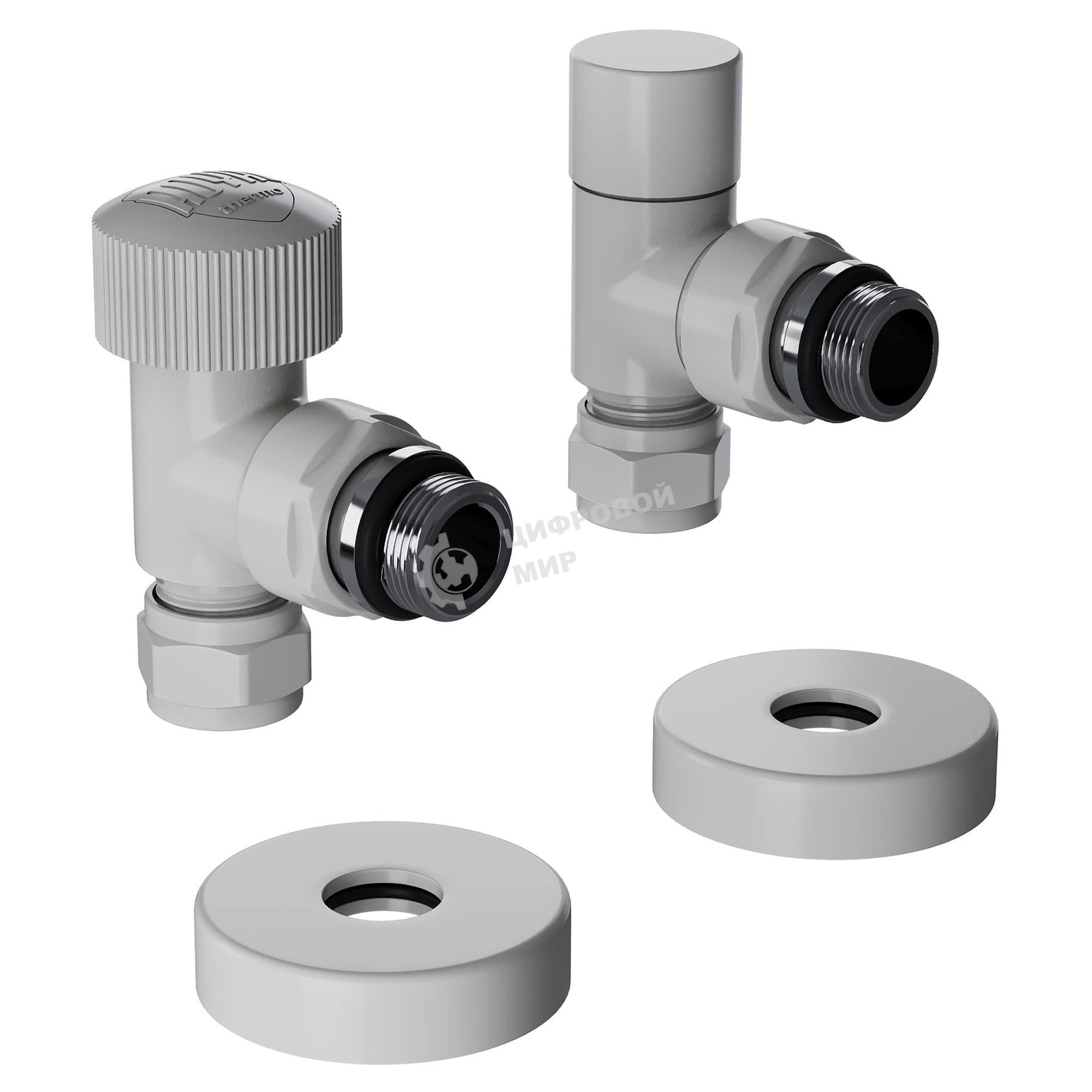 Набор термостатический угловой Royal Thermo Design Pro 15мм М30х1,5 (белый)