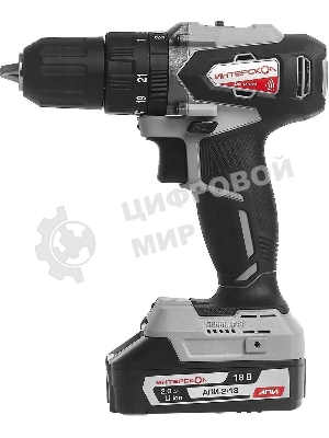 Дрель-шуруповерт ИНТЕРСКОЛ ДАУ-13/18В, 18 В, 0 Ач, 60 Нм, бесщеточный, ударный