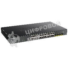 Коммутатор D-Link DGS-1250-28XMP/A1A, 24×1 Гбит/с + 4×10 Гбит/с SFP+, управляемый
