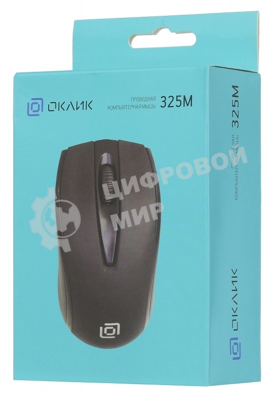 Мышь проводная Oklick 325M черный, 1000 dpi, USB, кнопки - 3