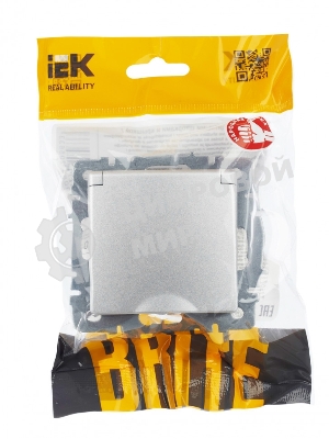 Розетка 1-местная IEK BRITE РСбш10-3-44-БрА с заземлением, с защитными шторками и крышкой, 16А, IP44, алюминий