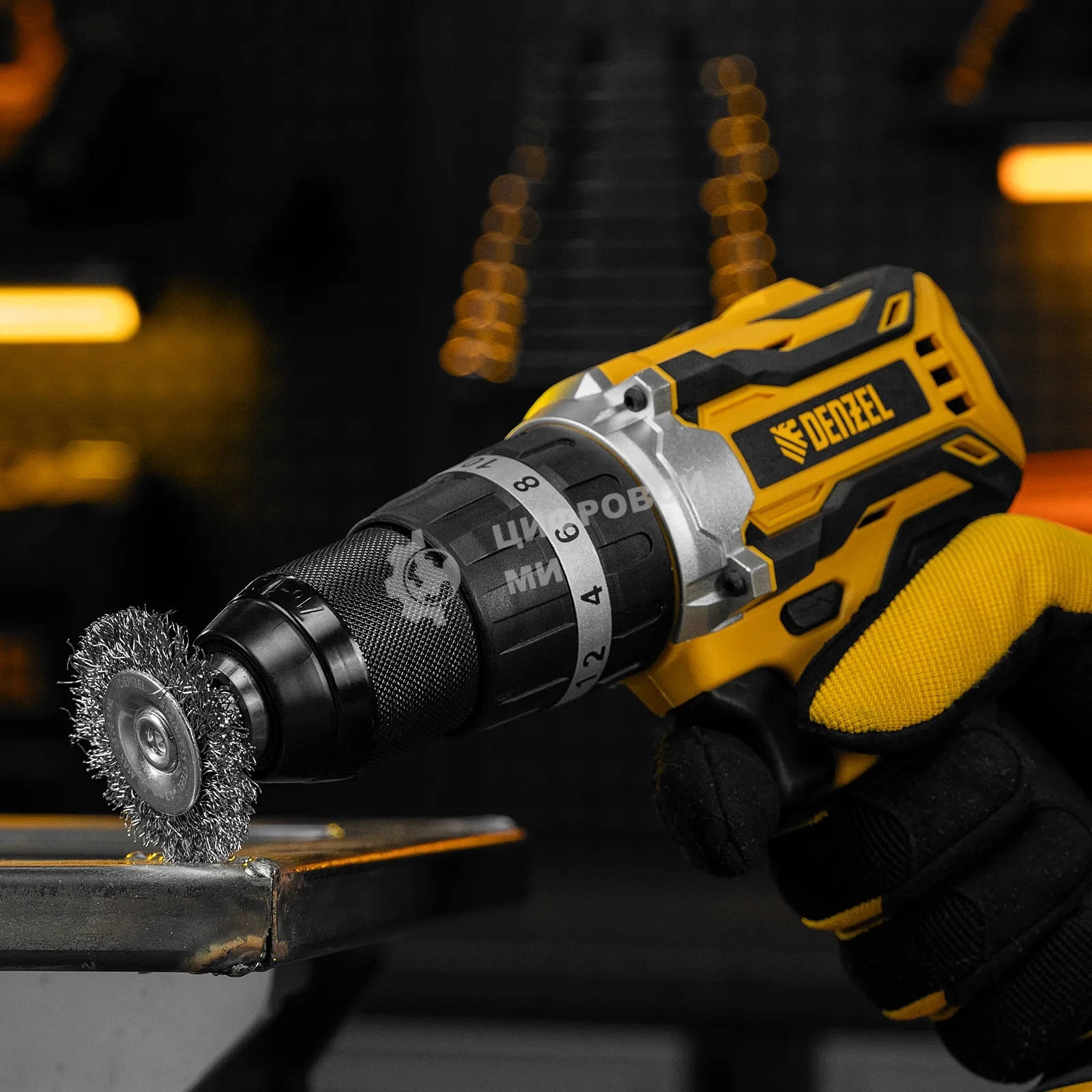 Набор щеток для дрели Denzel 2 Плоские 50-75 мм, 3 Чашки 25-50-75 мм, шпилька, нерж.вит. проволока