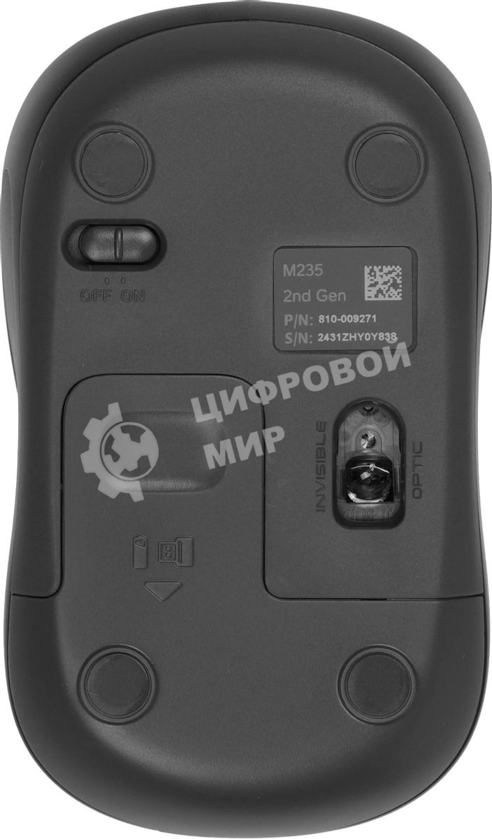 Мышь беспроводная Logitech M235 серый/черный, 1000 dpi, радиоканал, USB, кнопки - 3