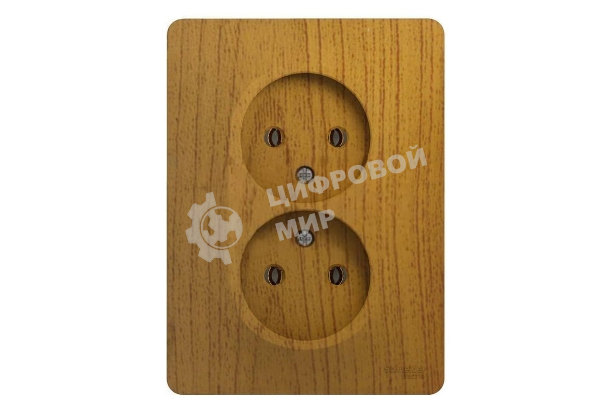 Розетка 2-м СП Glossa 16А IP20 без заземл. в сборе дер. дуб SchE GSL000520