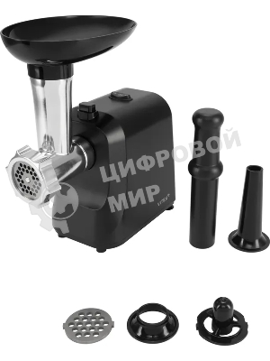Мясорубка электрическая Vitek VT-MG3600 черный, 1800 Вт, 1.6 кг/мин, реверс, защита от перегрузки, насадки - 4