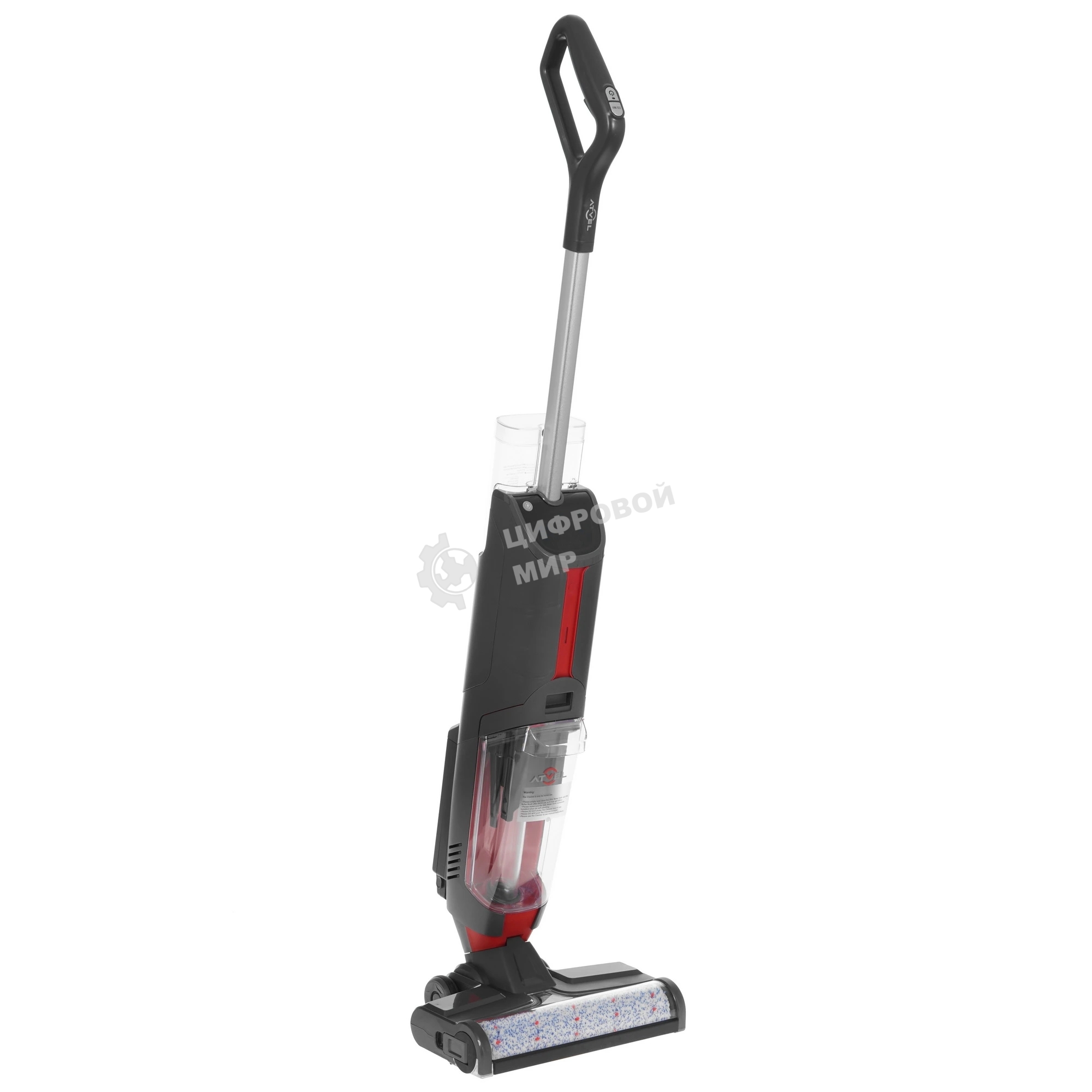 Пылесос вертикальный Atvel F16 Upright серый/красный, питание от аккумулятора, 150 Вт, уборка влажная/сухая, пылесборник 0.45 л