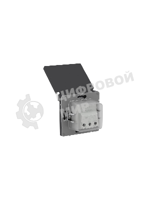 Розетка силовая, 2P+E, с з/ш, с крышкой, IP44, черный уголь