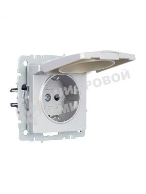 Розетка 1-местная IEK BRITE РСбш10-3-44-БрА с заземлением, с защитными шторками и крышкой, 16А, IP44, алюминий