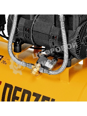 Компрессор безмасляный малошумный Denzel DLP-1500/50, 1,5 кВт, 50 л, 2850 об/мин, 250 л/мин