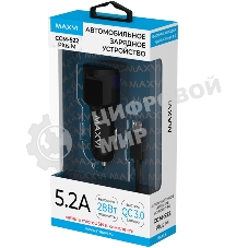 Автомобильное зарядное устройство Maxvi CCM-522 Plus M черный 5.2A
