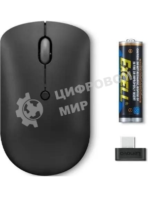 Мышь беспроводная Lenovo 400 черный, 2400 dpi, радиоканал, USB-C, кнопки - 4