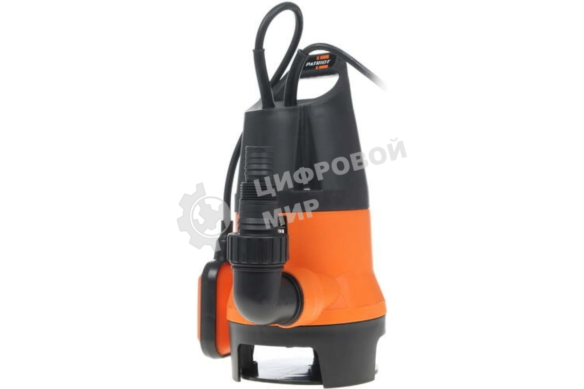 Насос дренажный PATRIOT F 400 (NEW) 315302405 Мощн. - 400 Вт, напр. - 220 В, макс.производит. - 8000 л/час, макс. глуб. погруж. - 5 м., макс. выс.подъема- 5 м., корпус - пластик.
