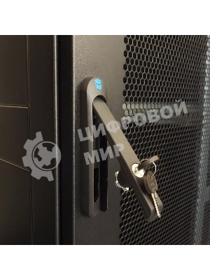 Шкаф серверный напольный 48U (600 1000) дверь перфорированная, задние двойные перфорированные, черный