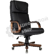 Кресло руководителя Бюрократ T-9933Walnut черный, эко.кожа, крестов. металл/дерево
