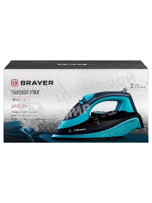 Утюг BRAYER BR4019 голубой/черный, 2400 Вт, 25 г/мин, 140 г/мин, 320 мл