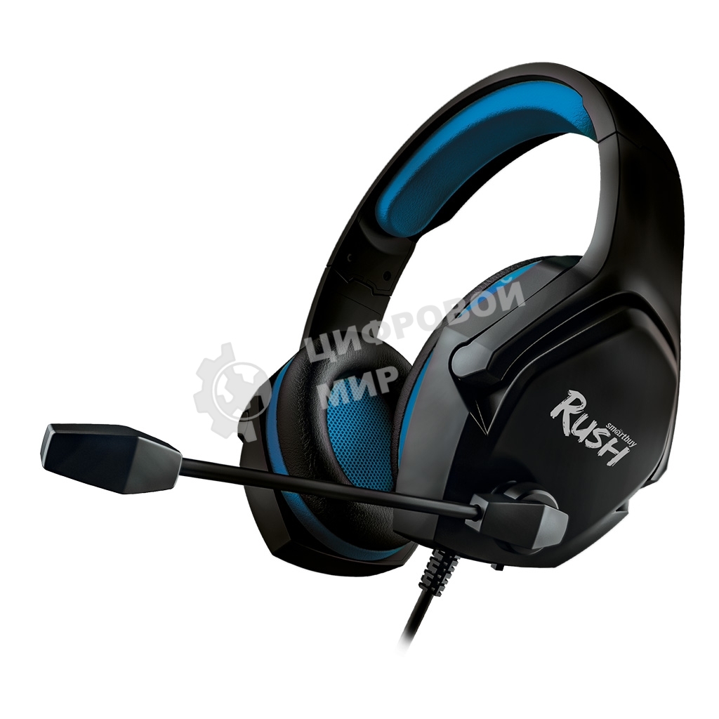 Гарнитура SmartBuy Rush Aspid чёрный-синий, проводная, 3.5 мм