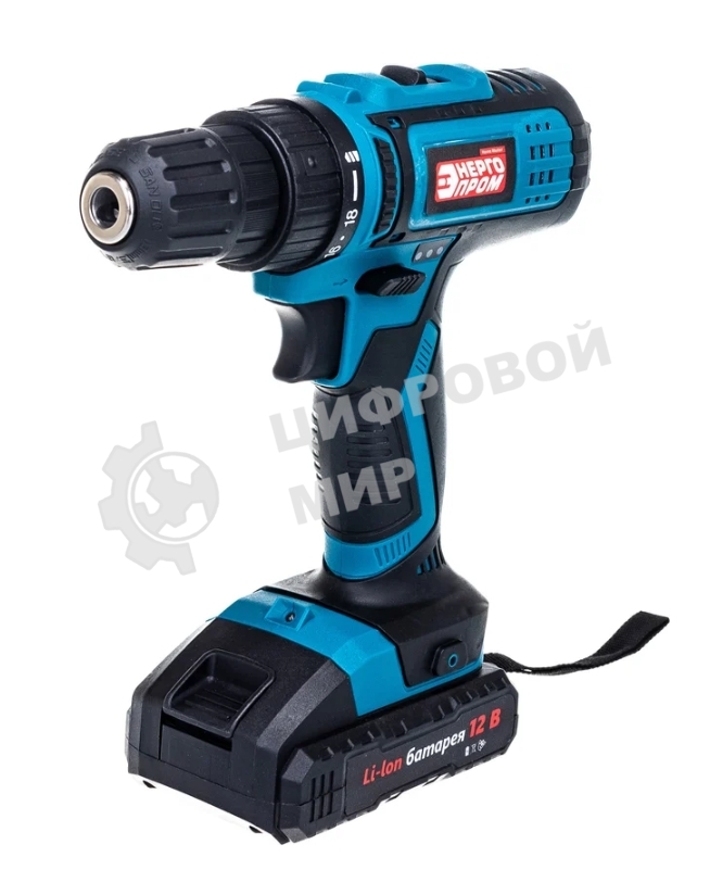 Дрель-шуруповерт Энергопром ДА-12/2Li, 12 В, 2 Ач, 30 Нм, щеточный