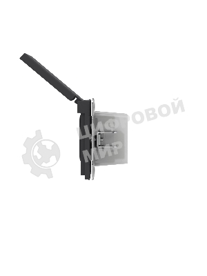 Розетка силовая, 2P+E, с з/ш, с крышкой, IP44, черный уголь