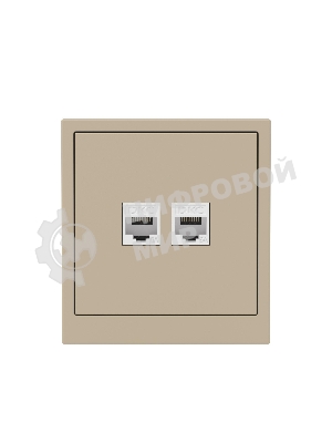 Компьютерная розетка RJ-45 без шторки, кат.6А двойная, KANT, ванильный марципан