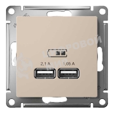 Розетка AtlasDesign USB A+A, 5В/2,1 А, 2х5В/1,05 А, механизм, песочный
